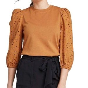 a new day eyelet sleeve top
